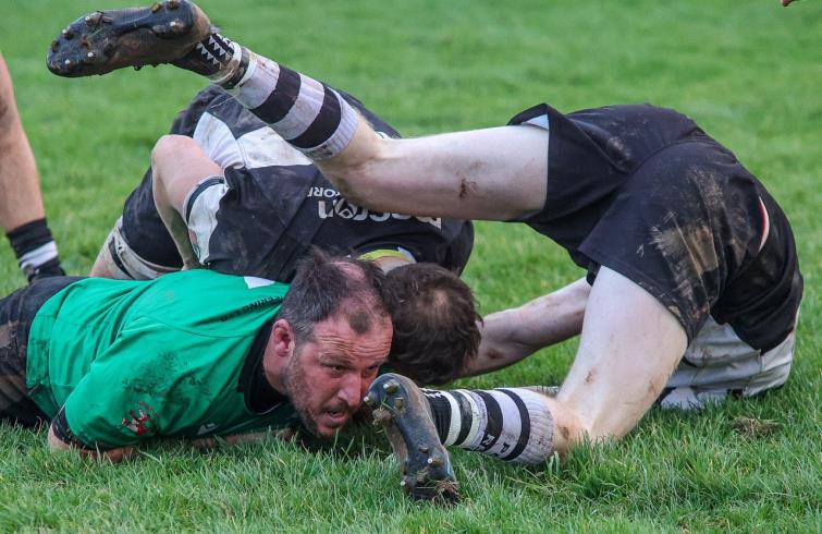 Veteran lock Mark James also gets on the try sheet (Pic Steve Howells)